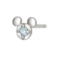 [Second earrings] Pt Mickey Mouse Aquamarine half second earrings