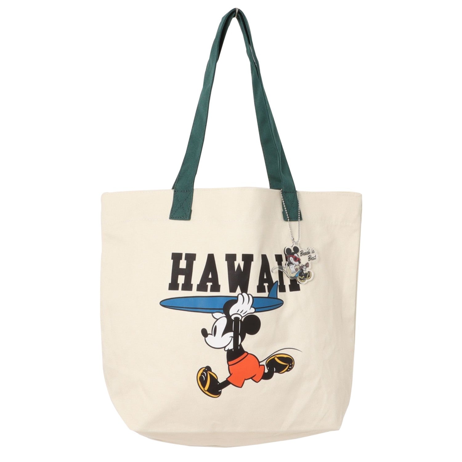 Mickey Hawaiian canvas tote bag DMK-TTB34/GREEN×IVORY