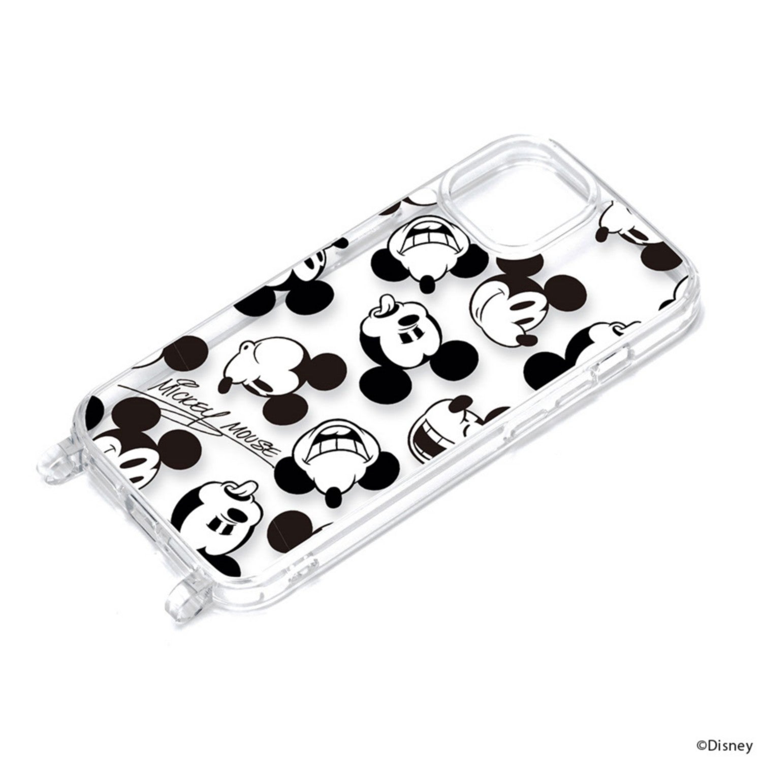 Mickey Mouse Clear Hybrid Case with Shoulder Strap Hole for iPhone15