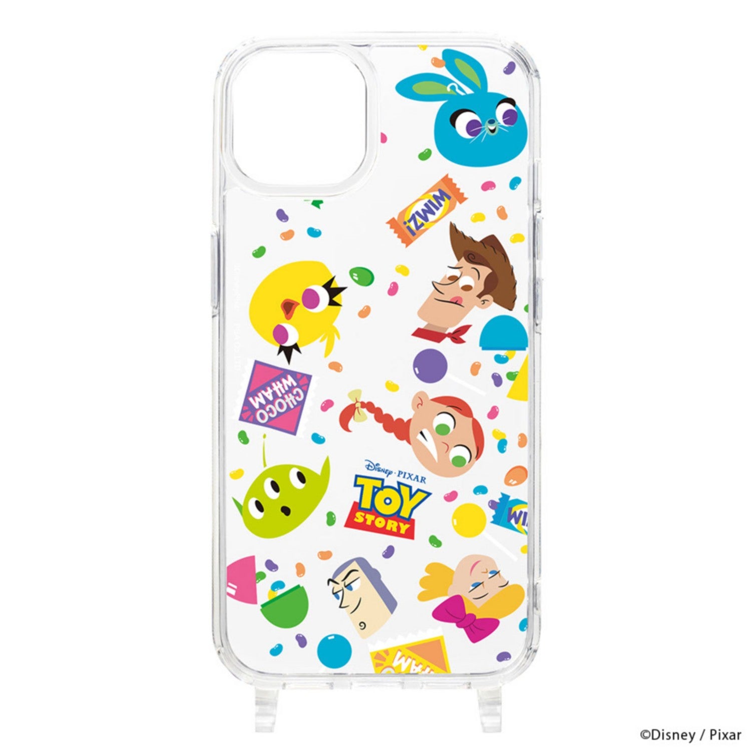 Toy Story iPhone15Plus Clear Hybrid Case with Shoulder Strap Hole