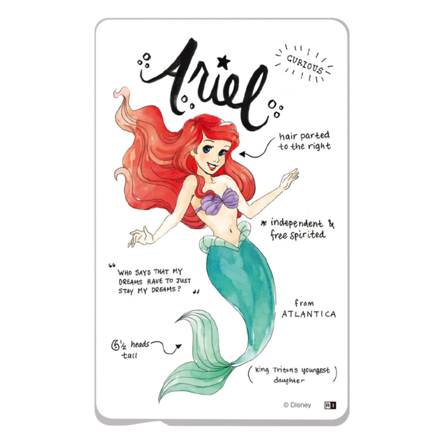 "Disney Character" / IC card sticker / "Princess Profile / Ariel"