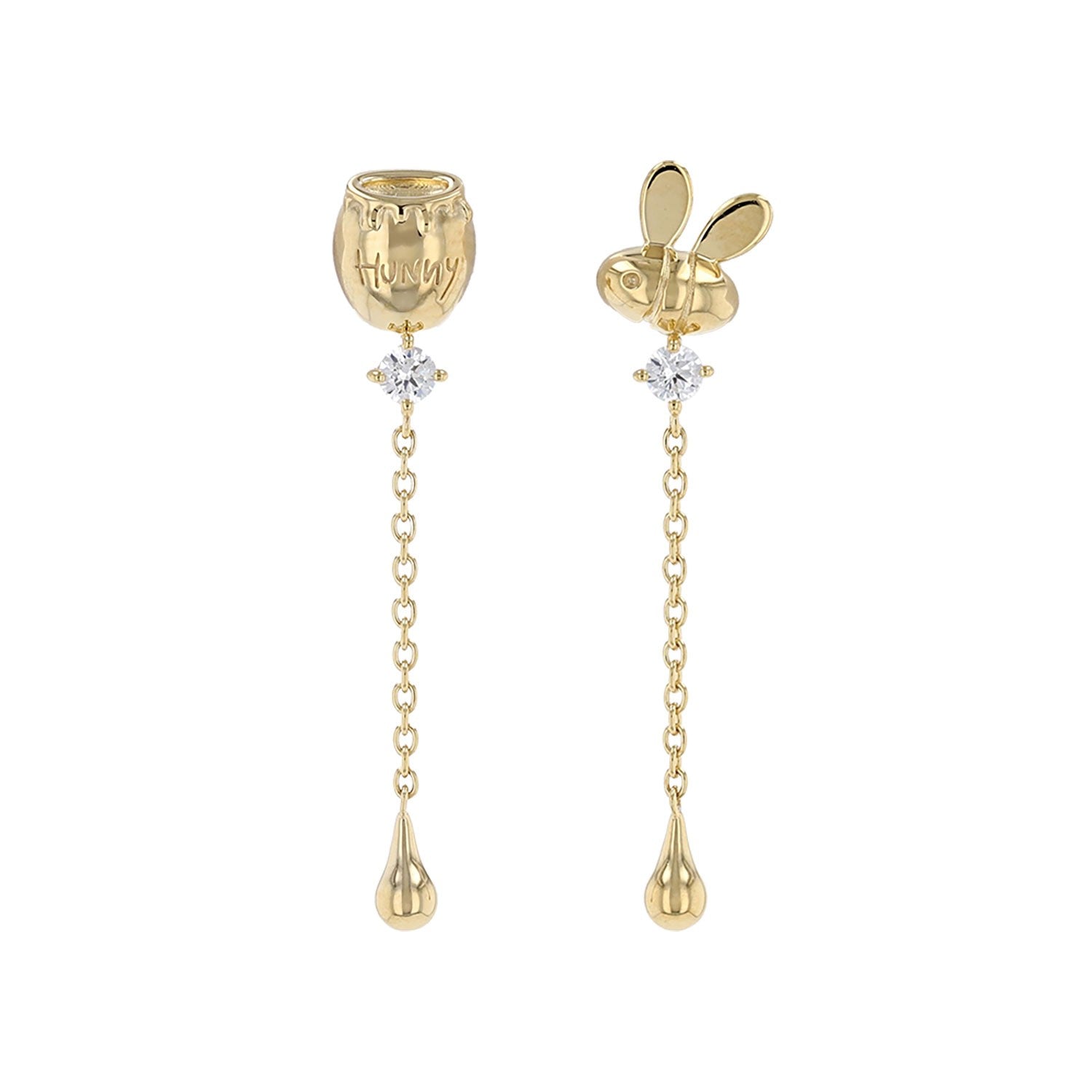 [WEB Exclusive] Winnie the Pooh Bee Honey Pot Honey Silver Earrings Asymmetrical
