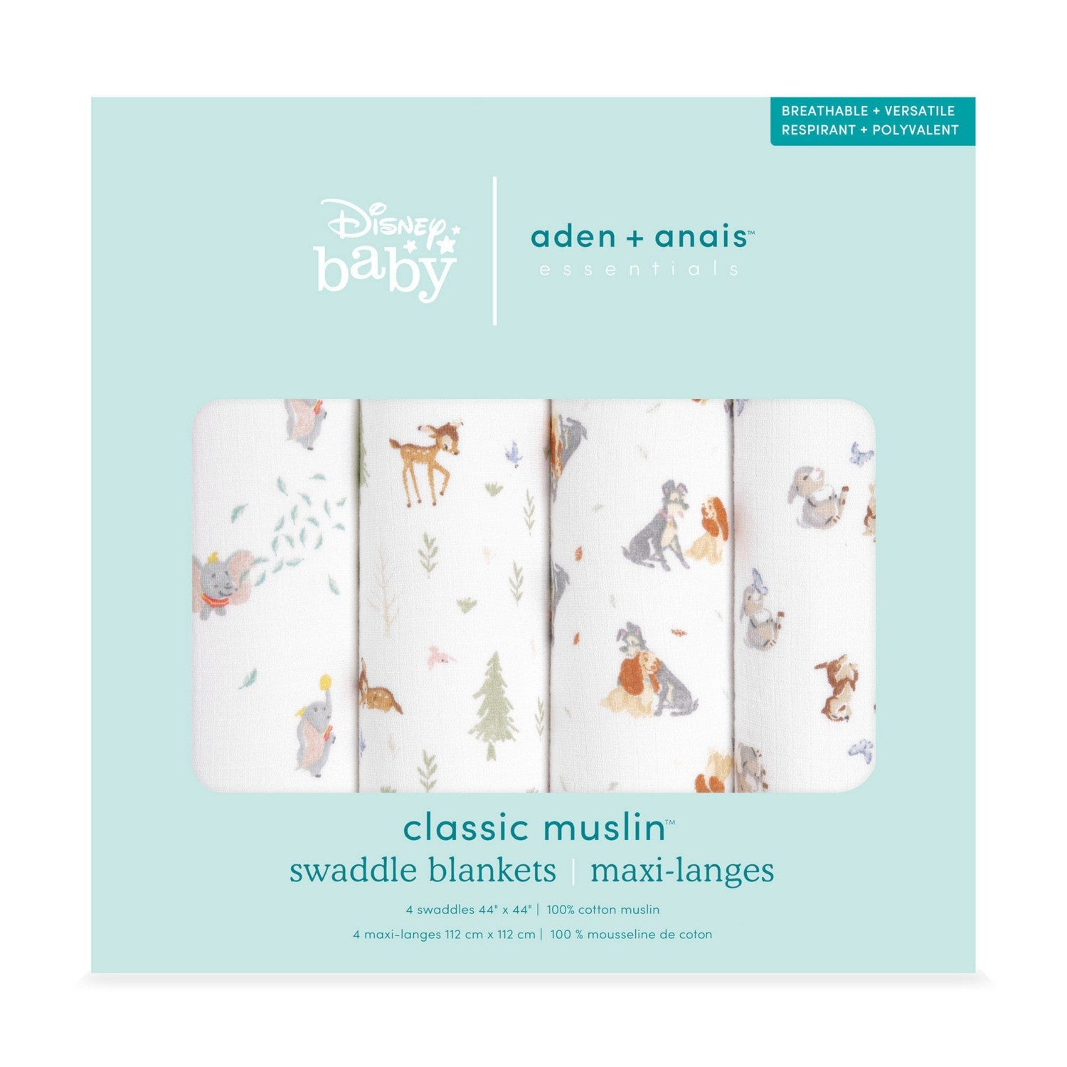 MUSLIN SWADDLES 4 pack