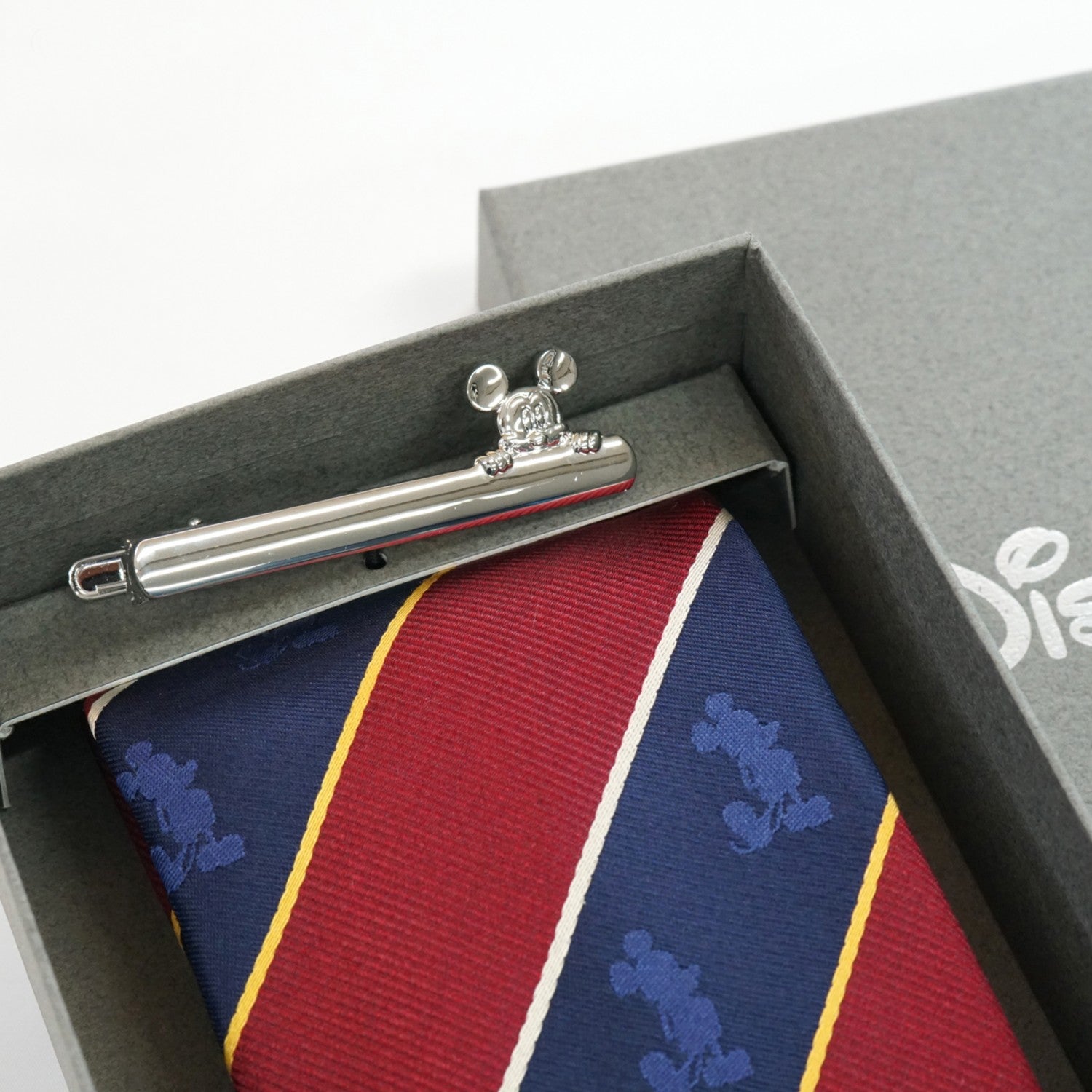 Disney/Tie & Tie Bar (Mickey silhouette pattern x Hyokkori/Mickey) BOX included)