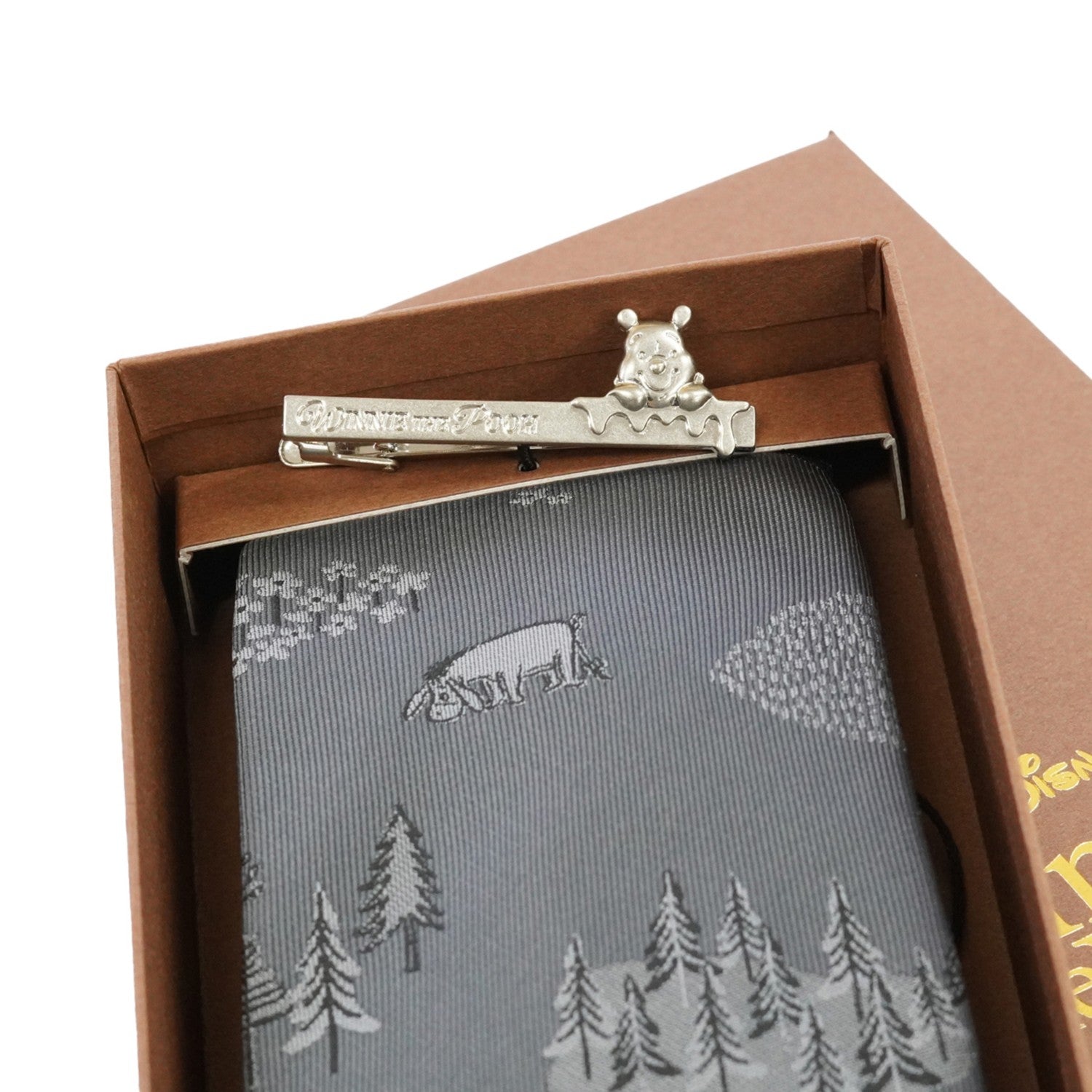 DISNEY/Tie & Tie Bar BOX Set (Winnie the Pooh One Point Pattern x Hidden Tie Bar) DNDW1431 Gray & Wa-11