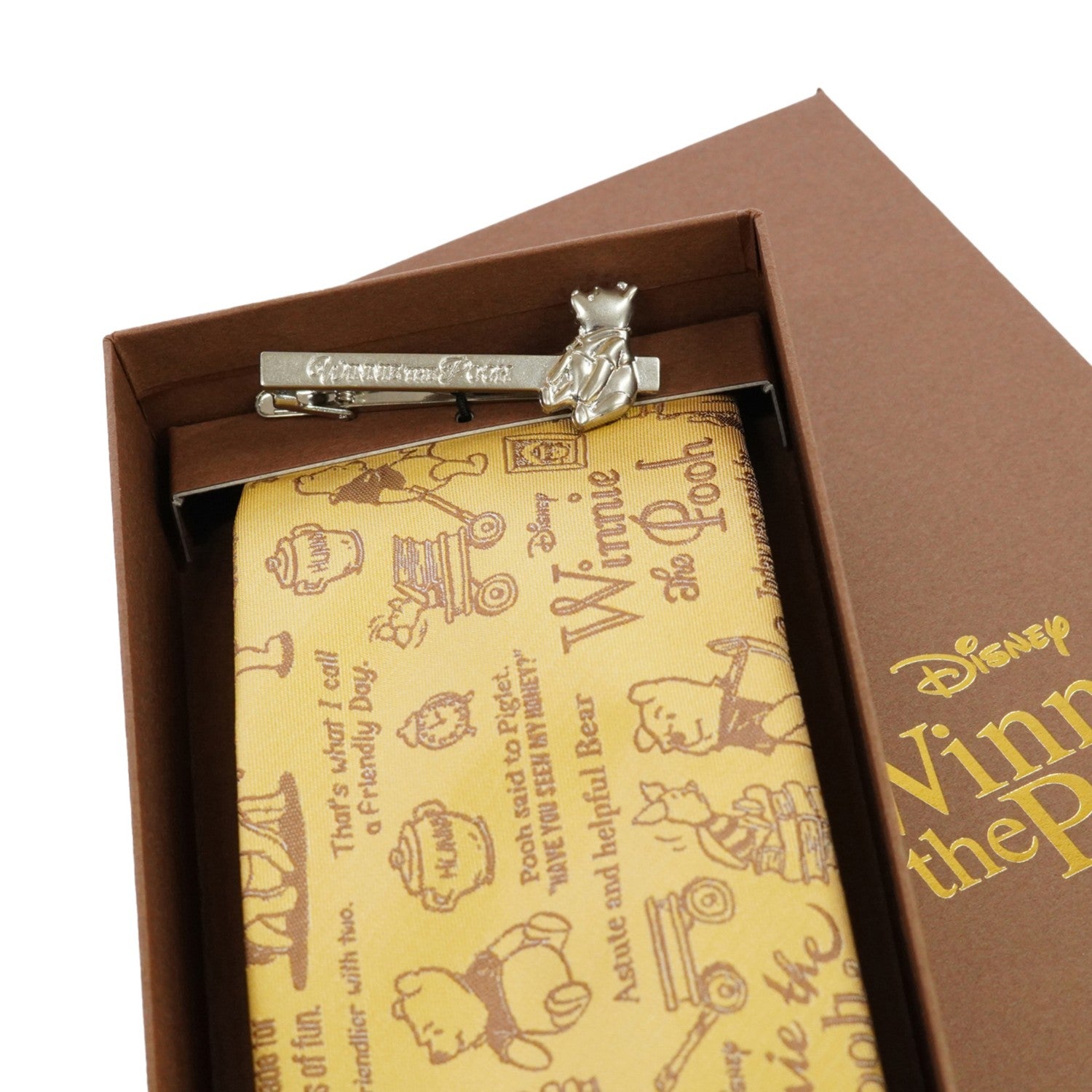 DISNEY/Tie & Tie Bar BOX Set (Winnie the Pooh Calligraphy Pattern x Sitting T...