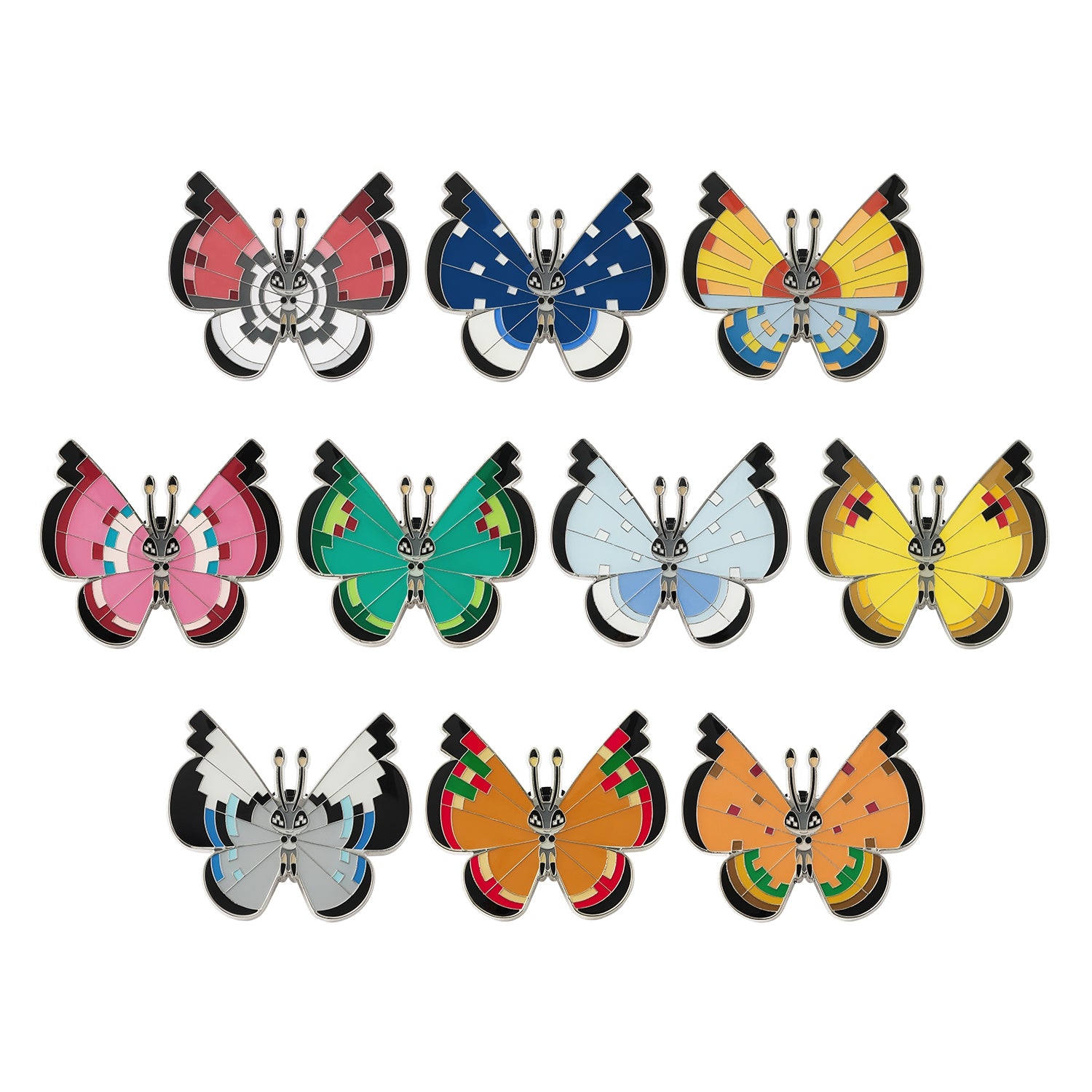 Vivillon pin from Japan with colorful wings and body