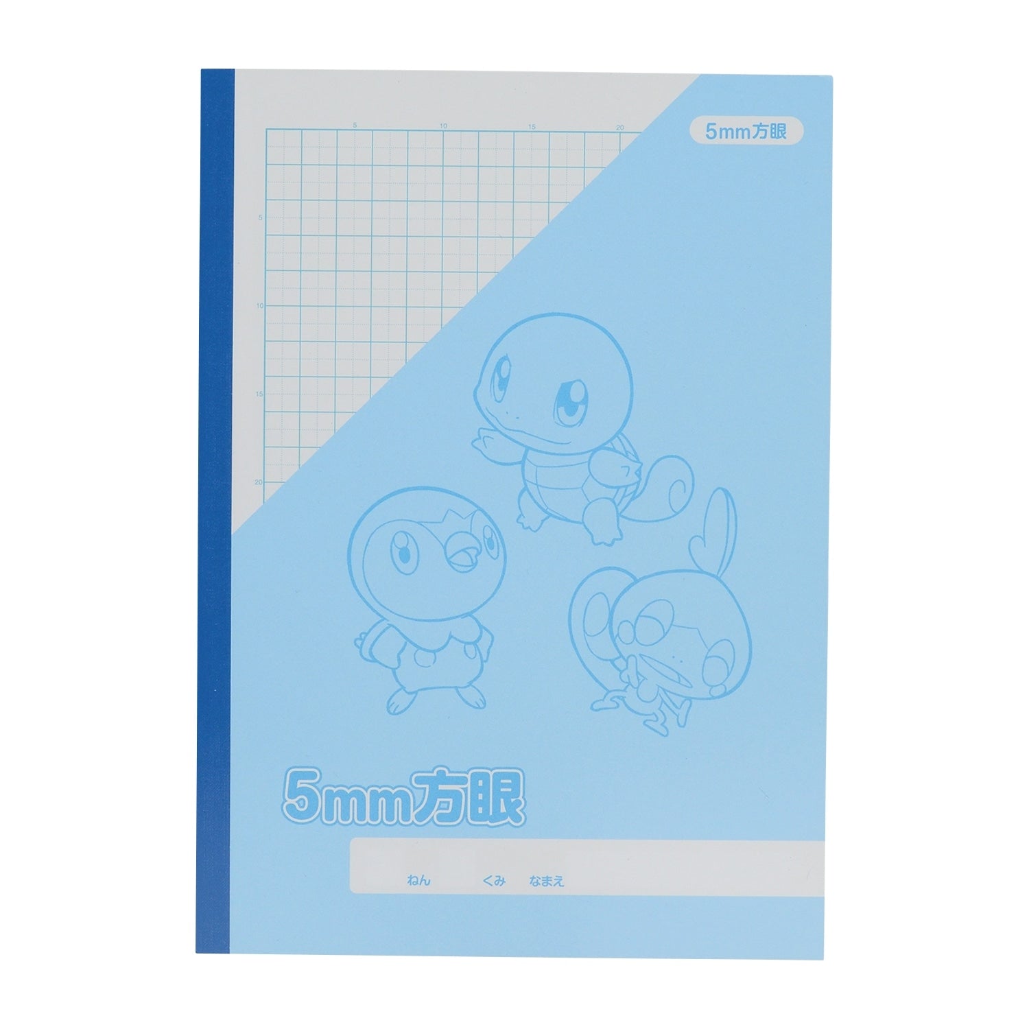 Squirtle notebook with 5mm grid from Japan, featuring Squirtle and Piplup