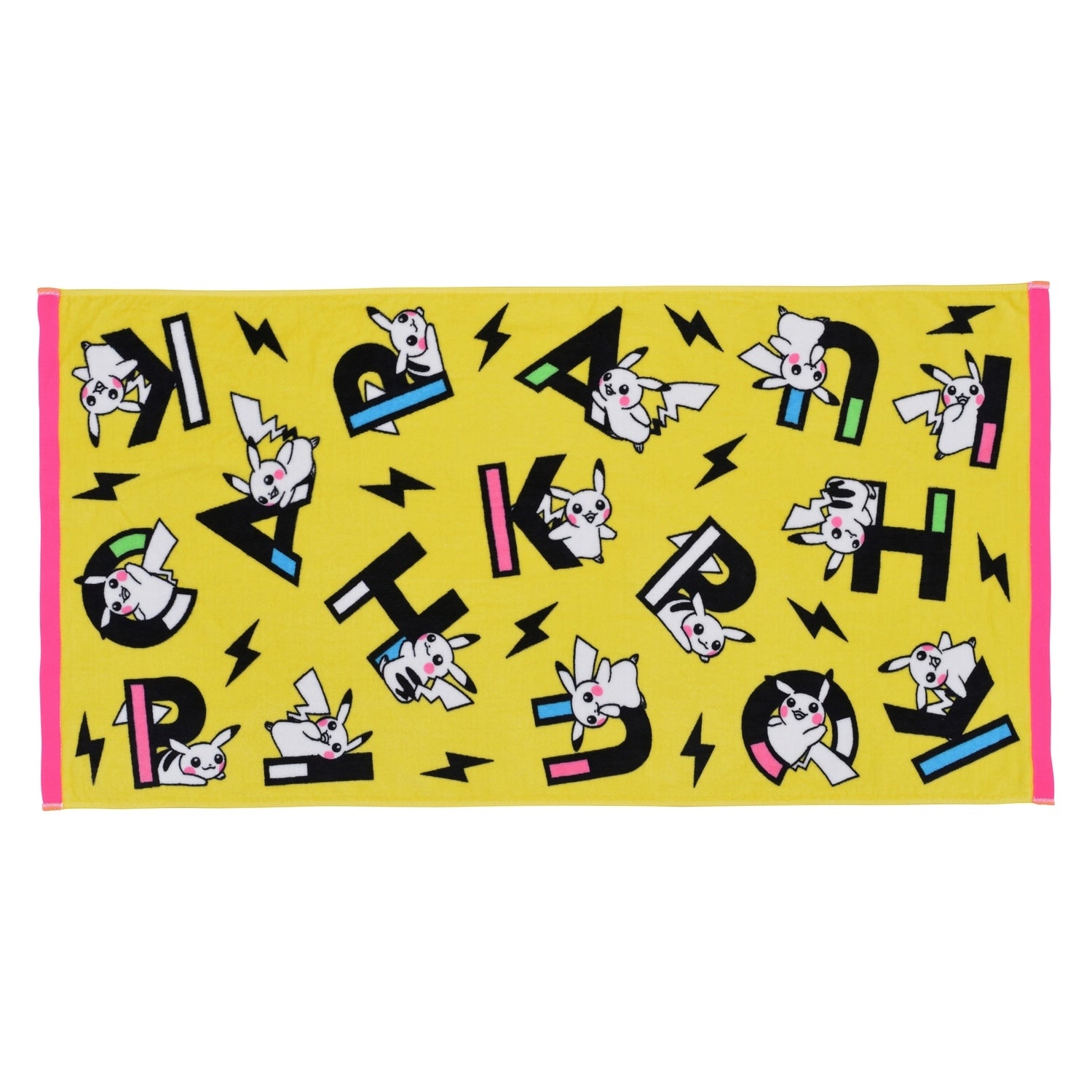 Pikachu mini bath towel with cute Pikachu face design, made in Japan
