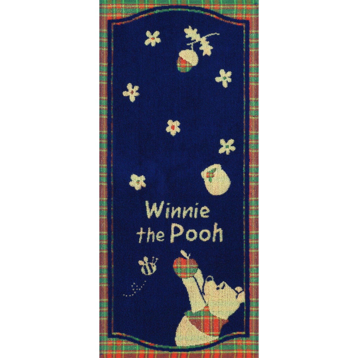 Winnie the Pooh Face Towel Puzzle Check Dark Blue