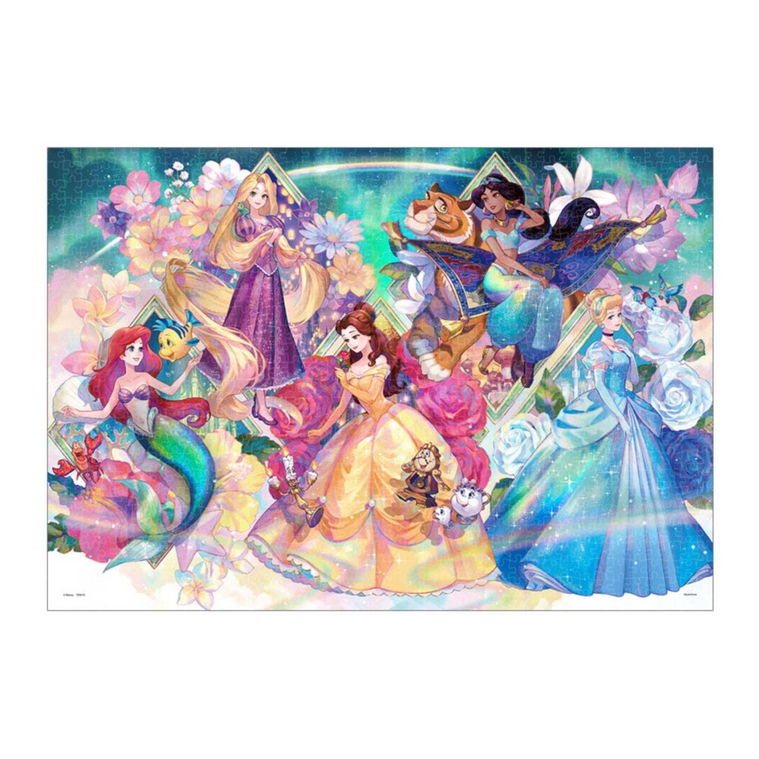 Disney Princess Rainbow Holographic Paper Jigsaw Puzzle 1000 Pieces "Princess Prism Fantasy" Fujichoco Fantasy Collection