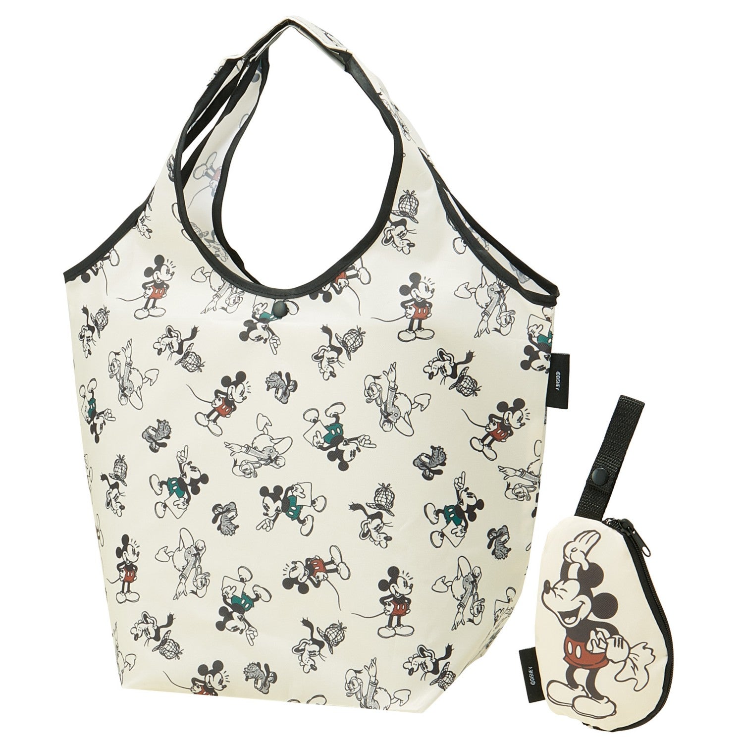 Skater Mickey Mouse eco bag with pouch from Japan, featuring colorful Mickey Mouse design