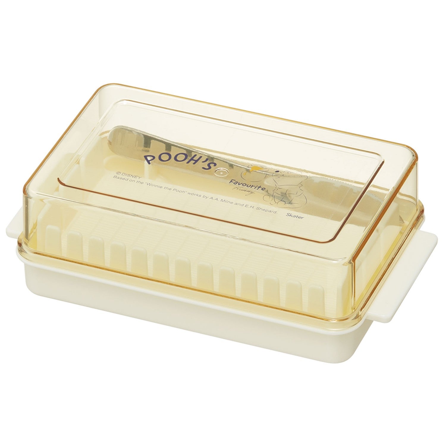 Skater butter case with cutting guide and convenient split-tipped butter knife ♪ POOH/LOVE TO GROW BTG1