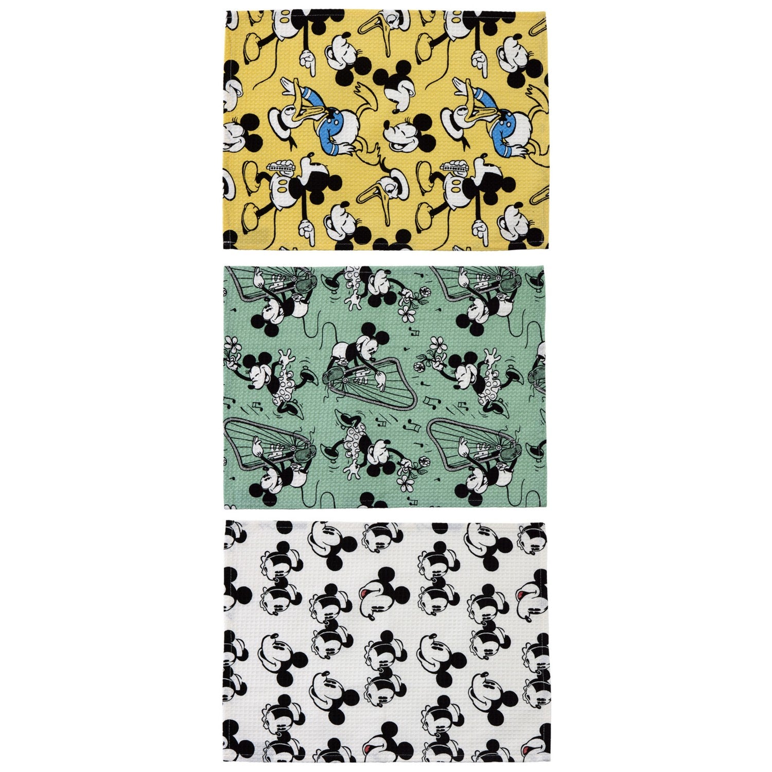 Skater Waffle Fabric Dish Towel Set of 3 Mickey Mouse KFWC3