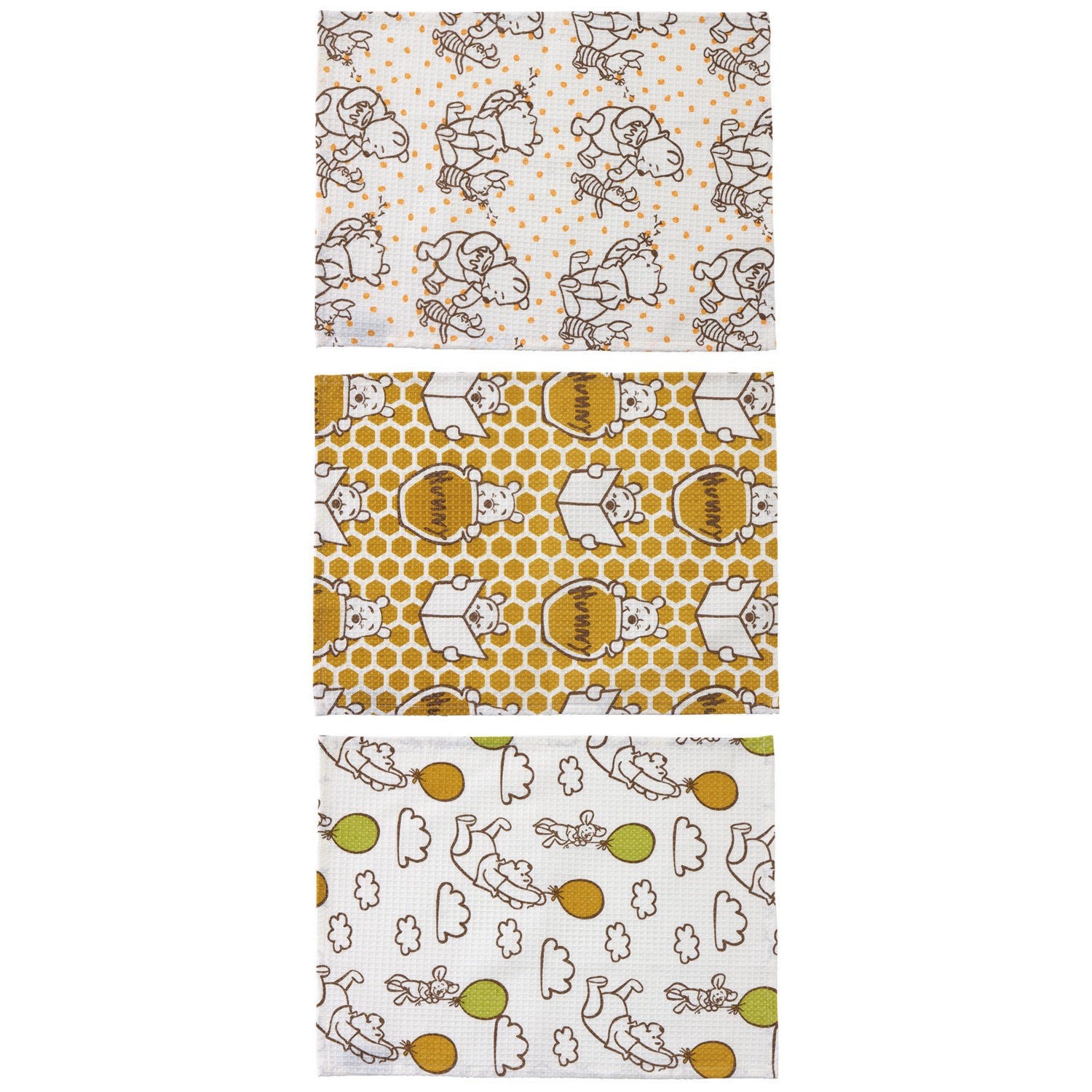 Skater Waffle Fabric Dish Towel Set of 3 Winnie the Pooh KFWC3