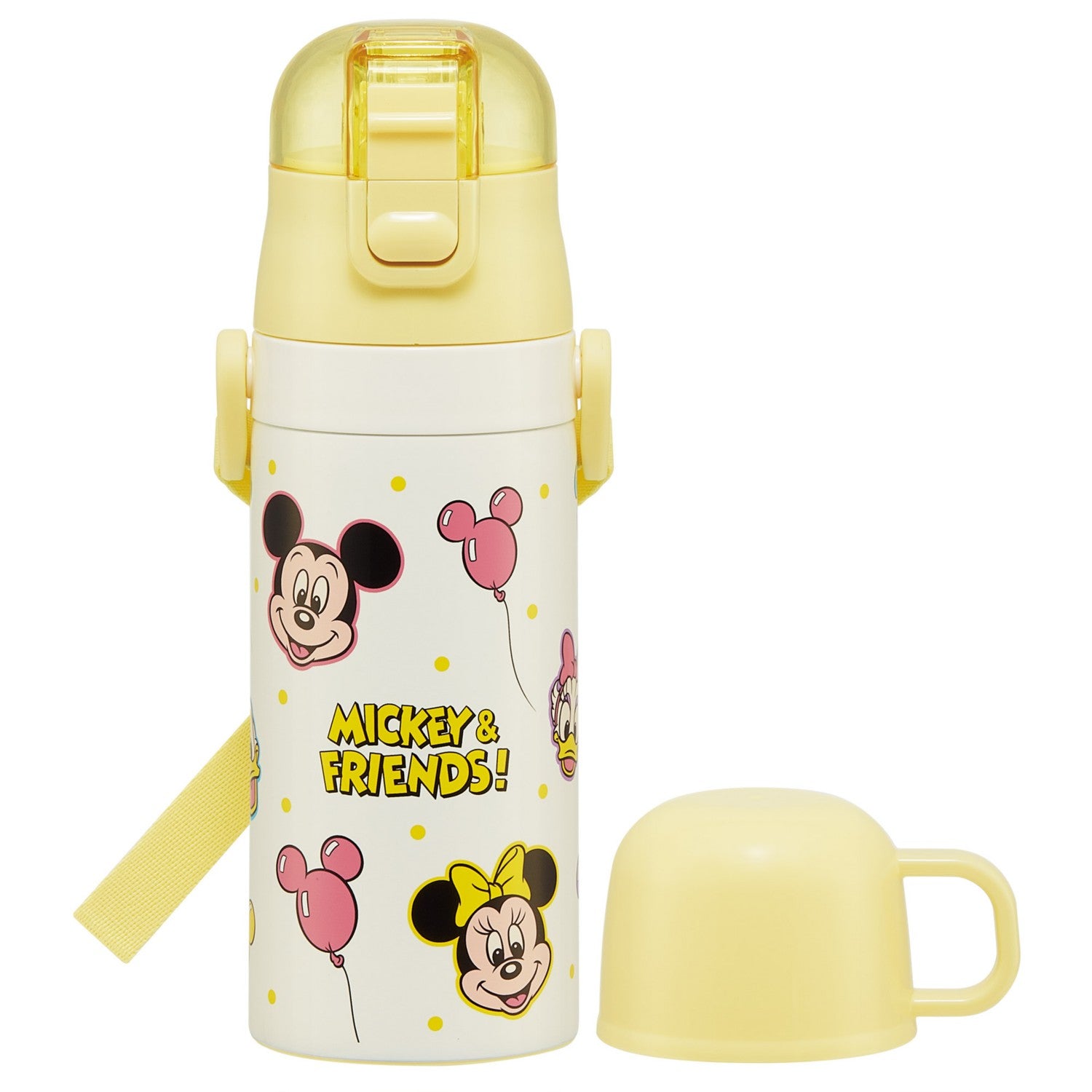 Mickey & Friends 2WAY Bottle from Japan, featuring colorful balloon design