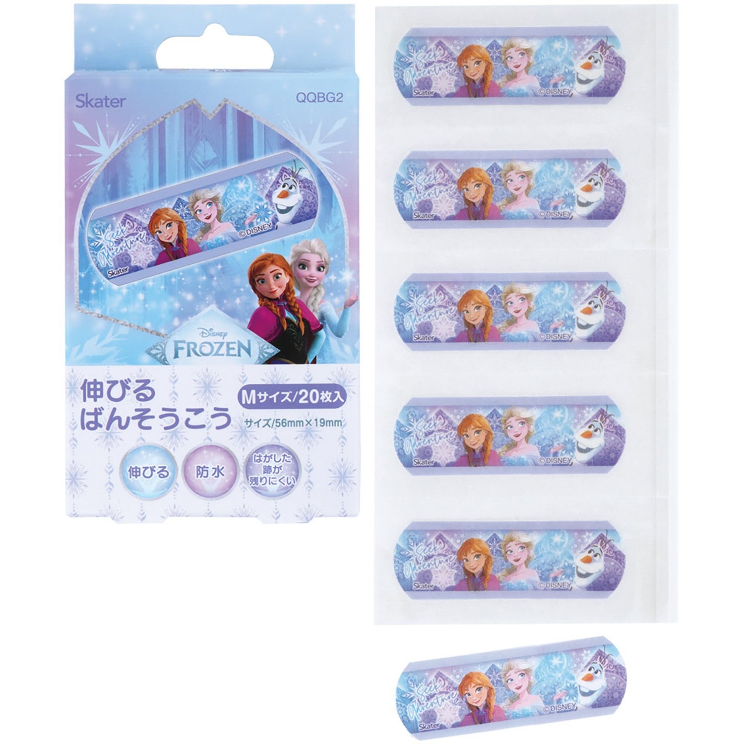Skater Stretchable Bandage Bandage M Size 20 Pieces Waterproof Not Leaving Traces Frozen Girls QQBG2_70924