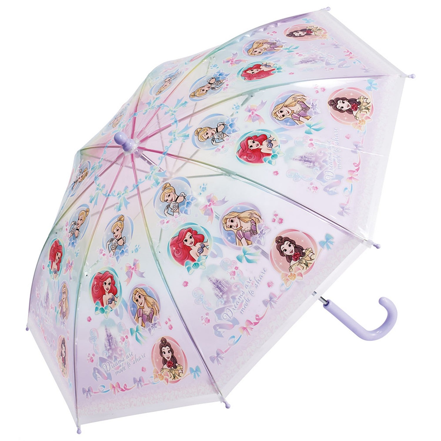 Vinyl Umbrella for Children 45cm Disney Princess 3 Girls 5~6 years old 105~115cm Hand-openable to prevent fingers from getting caught 8 ribs Skater_UBV45_72001