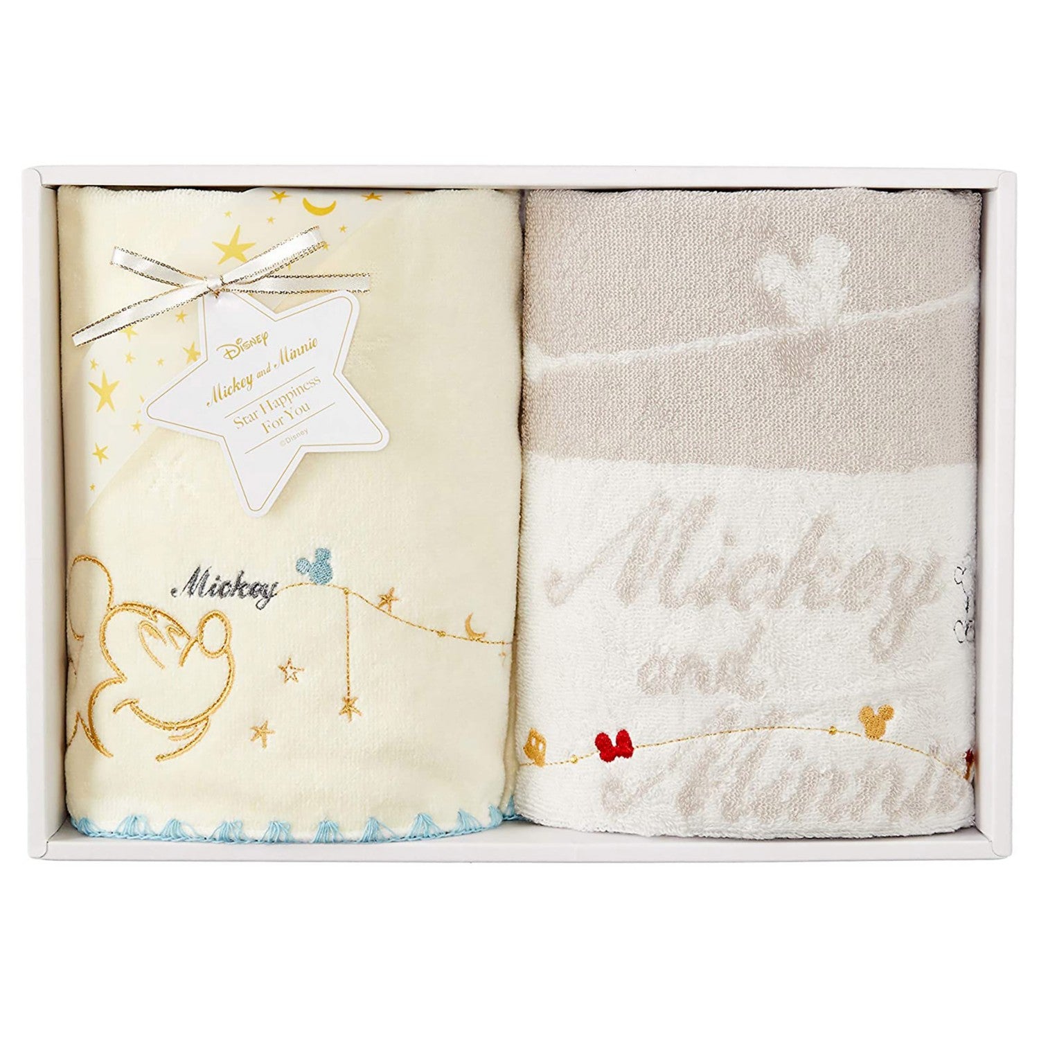 Mickey Mouse & Minnie Mouse Towel Gift Wash Towel/Face Towel Set of 2 Star Happiness