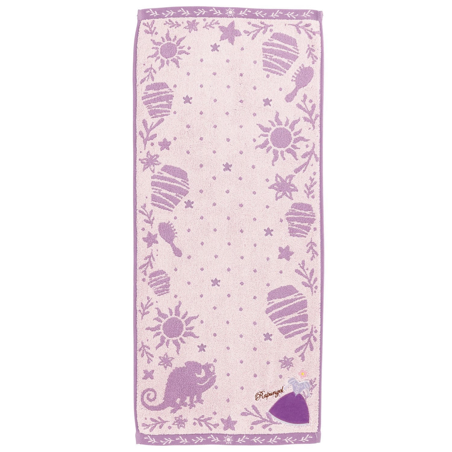 Rapunzel on the Tower Face Towel Purple Dress