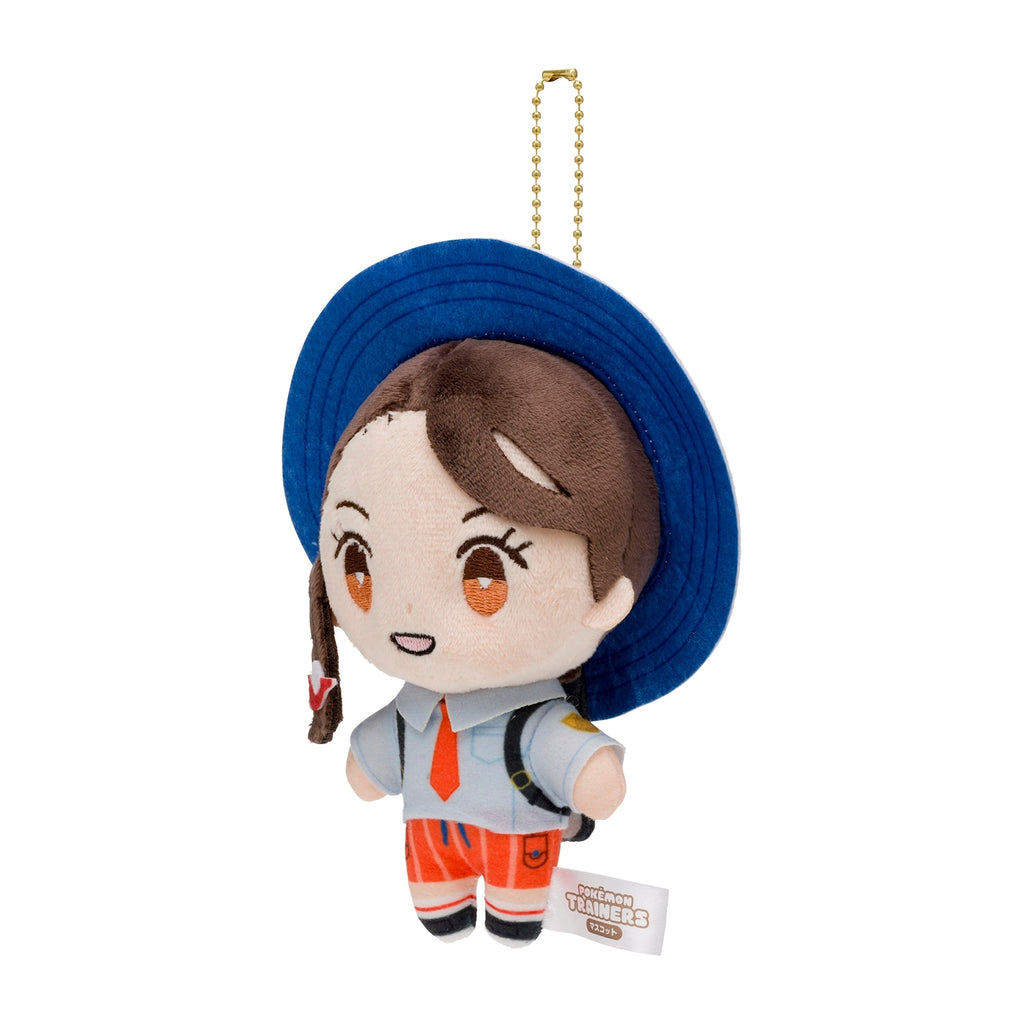 Authentic Japanese Pokemon Trainers Aoi plushie, front view with logo