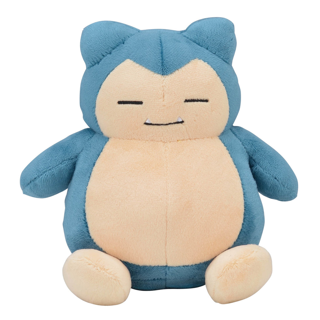 Snorlax plushie sitting down with detailed fur from Japan