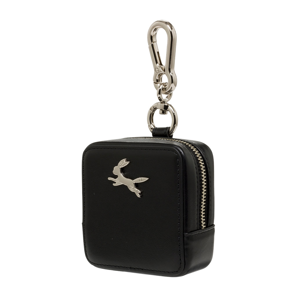 Genuine leather mini square pouch Blackie