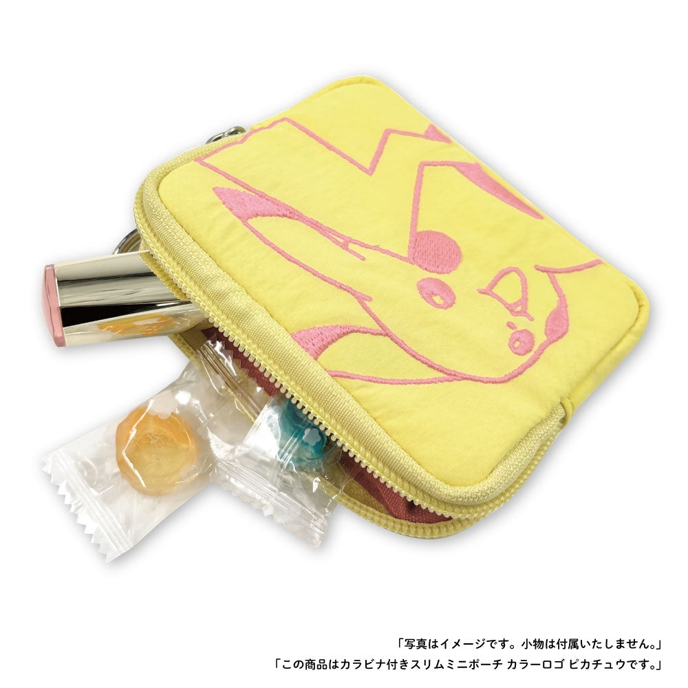 Slim mini pouch with carabiner color logo Blacky