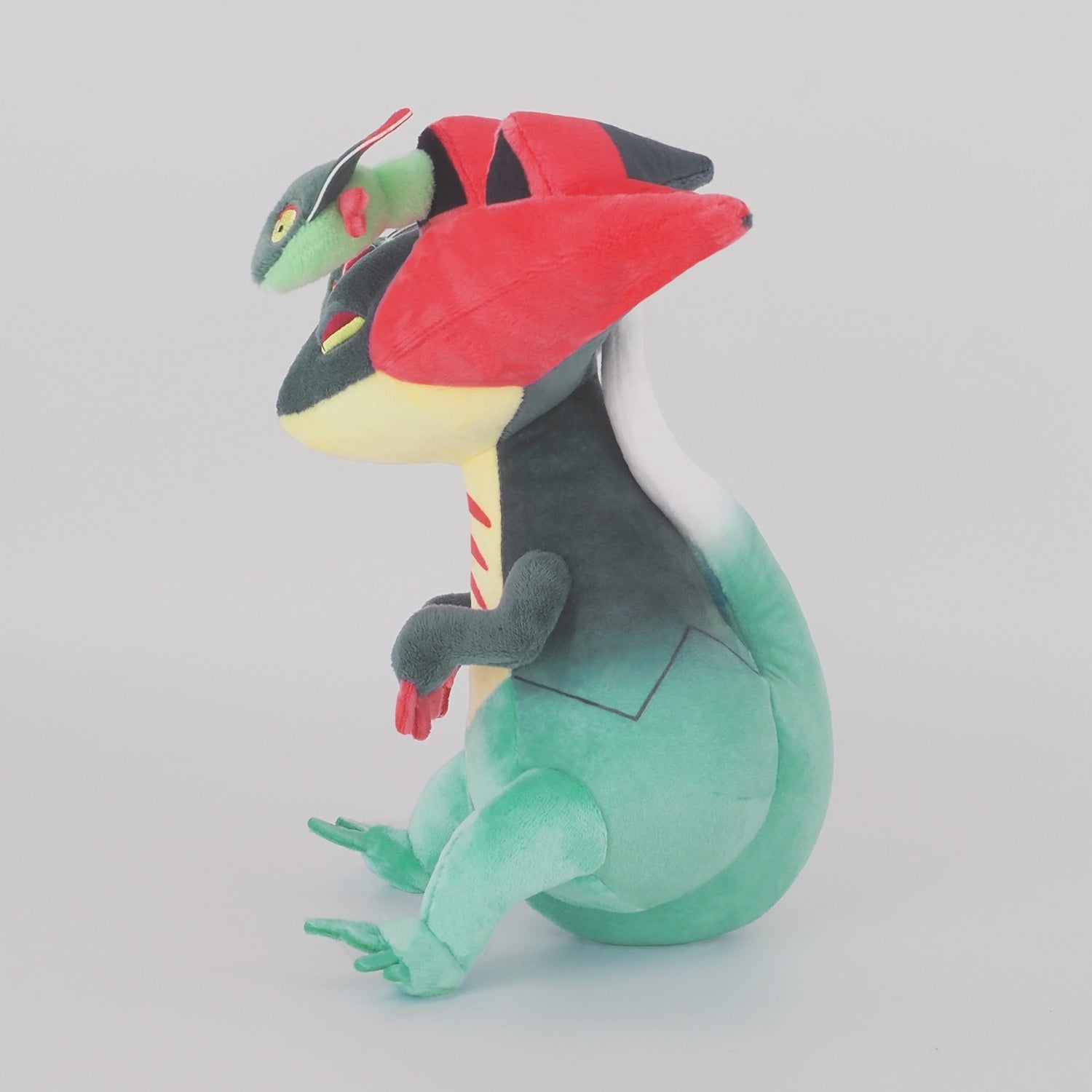 Close-up of Dragapult plushie's adorable face from Japan