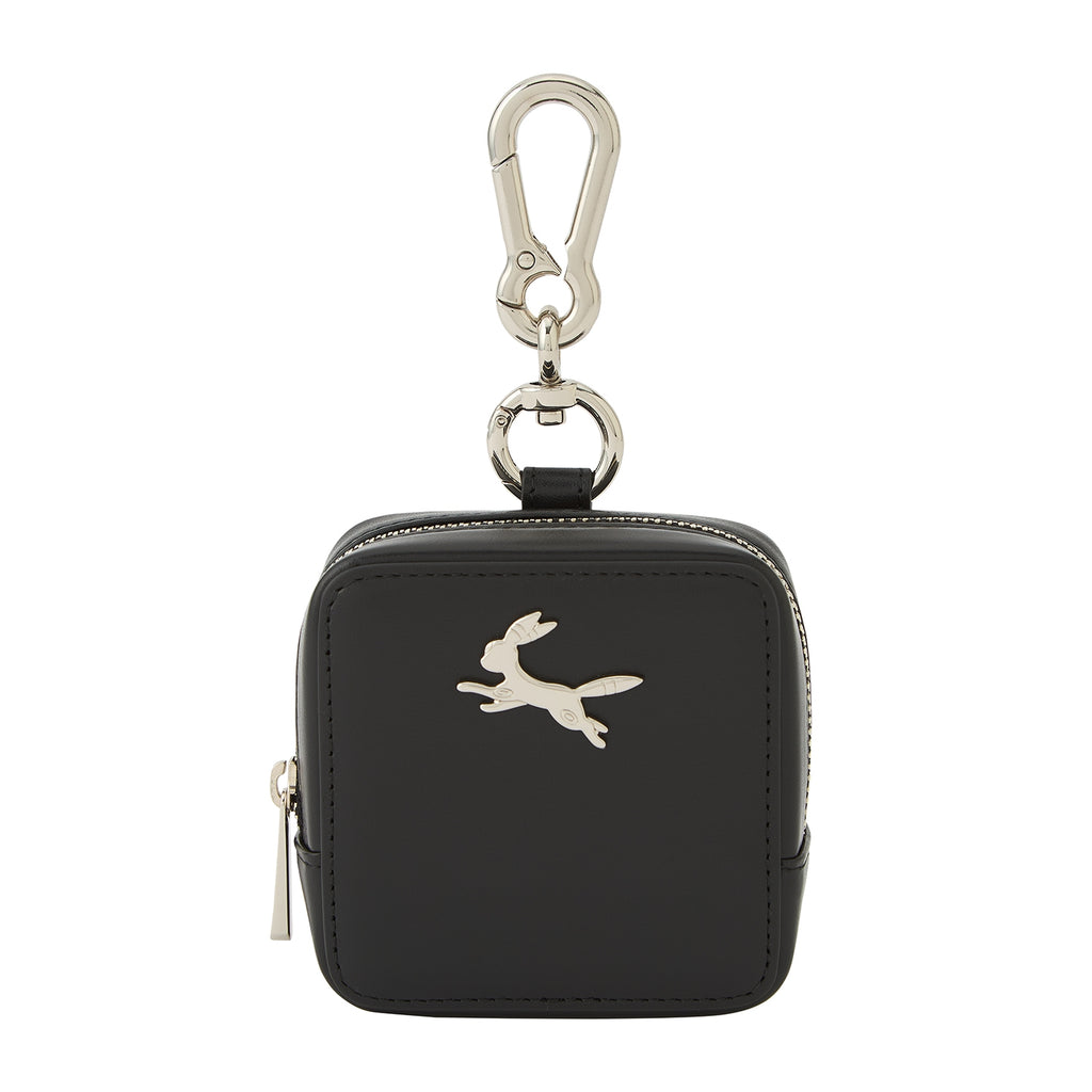 Genuine leather mini square pouch Blackie