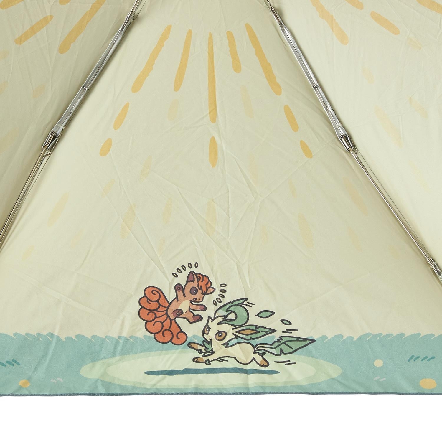 Wpc. Folding umbrella for rain or shine with pouch OTENKI TEAM Vulpix and Lea...