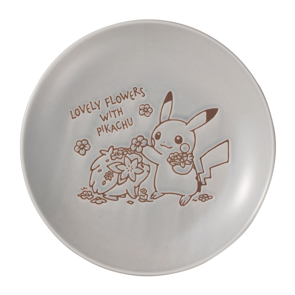 Plate LOVELY FLOWERS WITH PIKACHU Blue Gray M