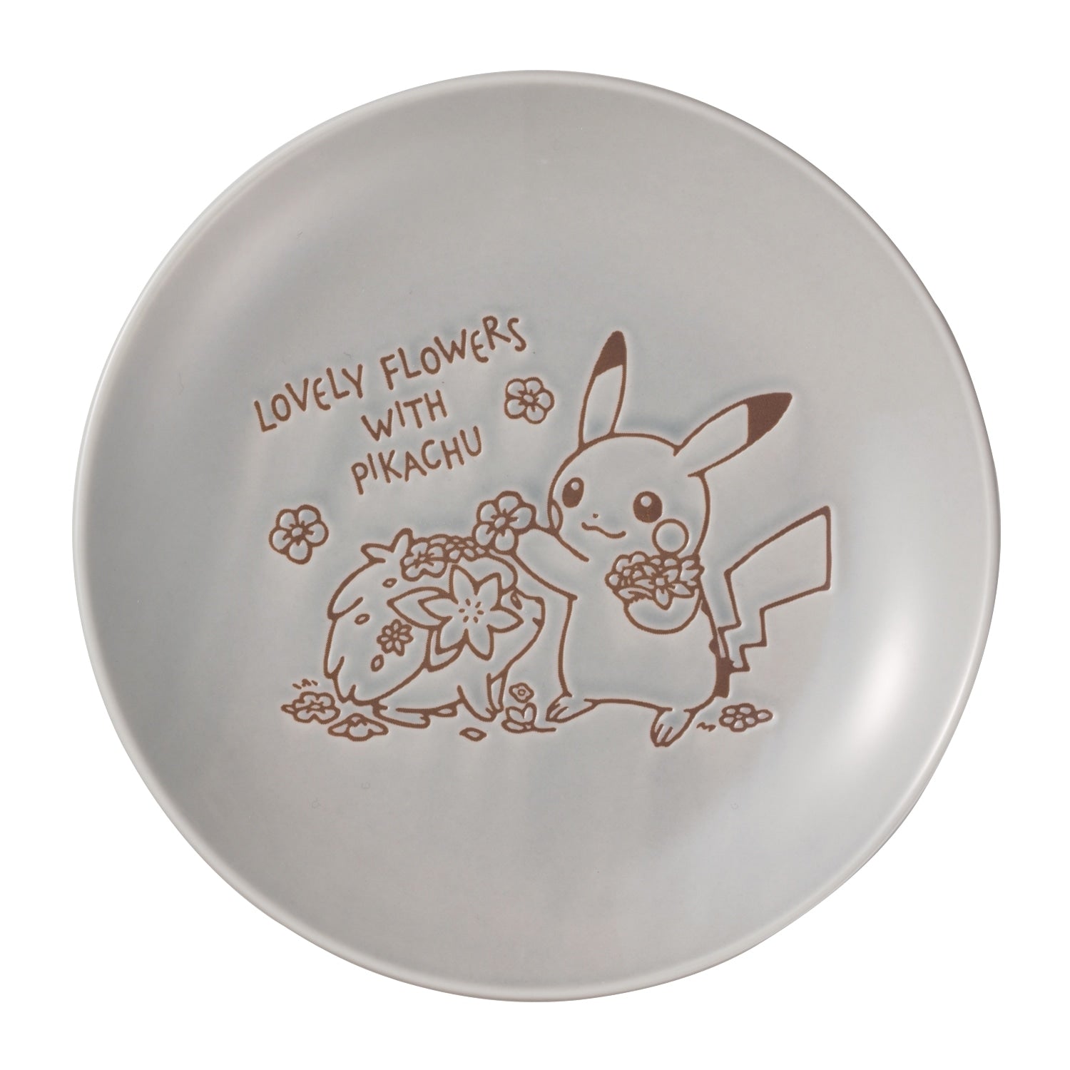 Plate LOVELY FLOWERS WITH PIKACHU Blue Gray M