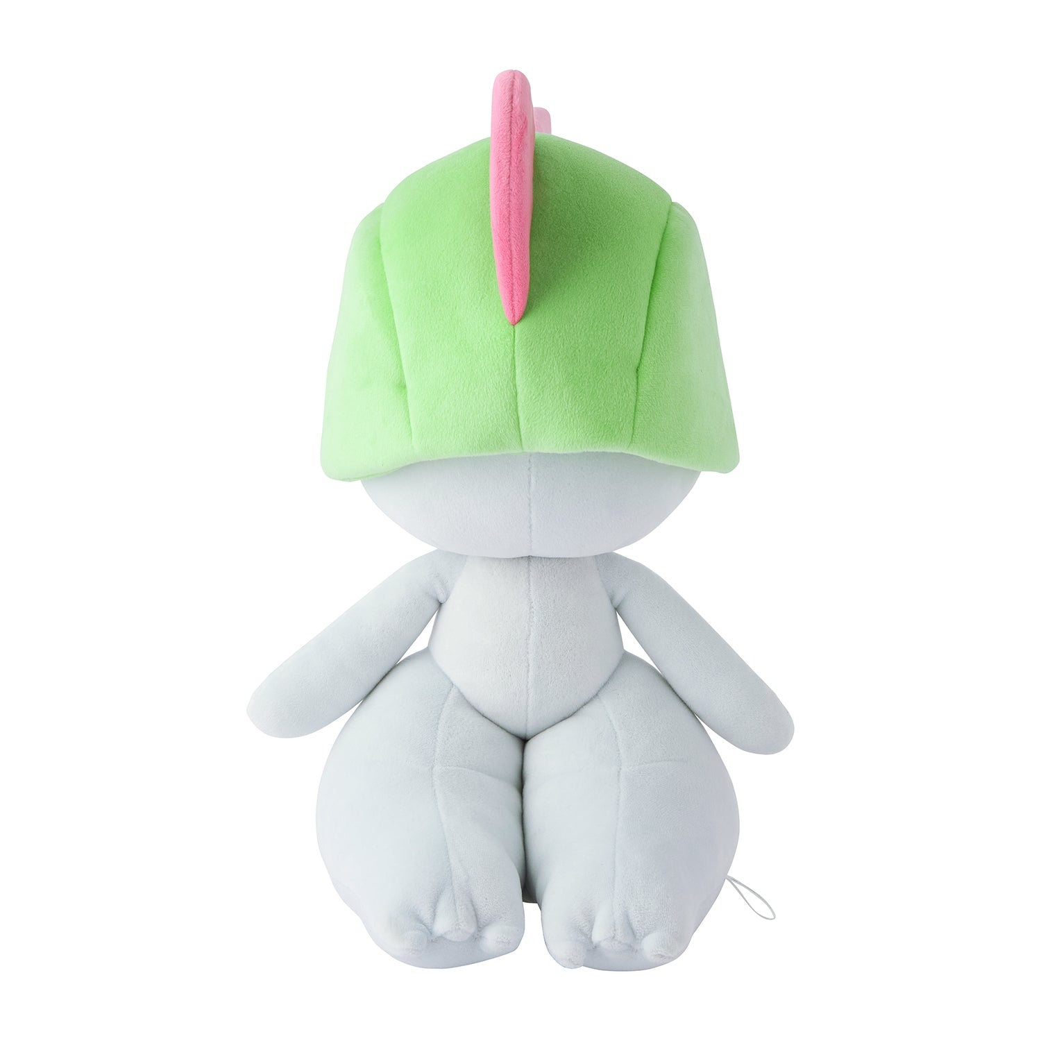 Back view of Mocchirich Plush Toy Ralts with official Pokemon Center tag from Japan