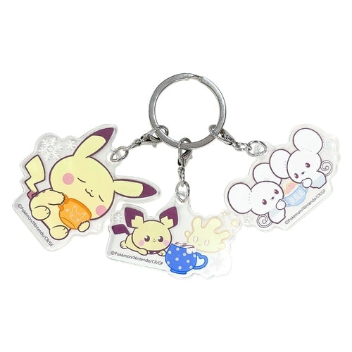 3-chain acrylic key chain winter Pikachu Pichu & Mahomer Wakkarat
