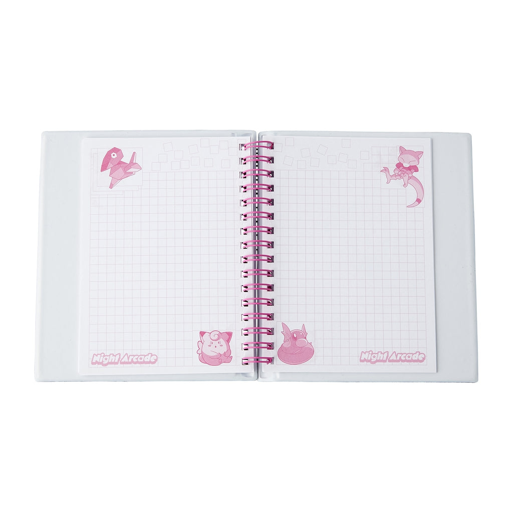 Authentic Pokemon Ring Note Night Arcade stationery from Japan, with a detailed night arcade scene