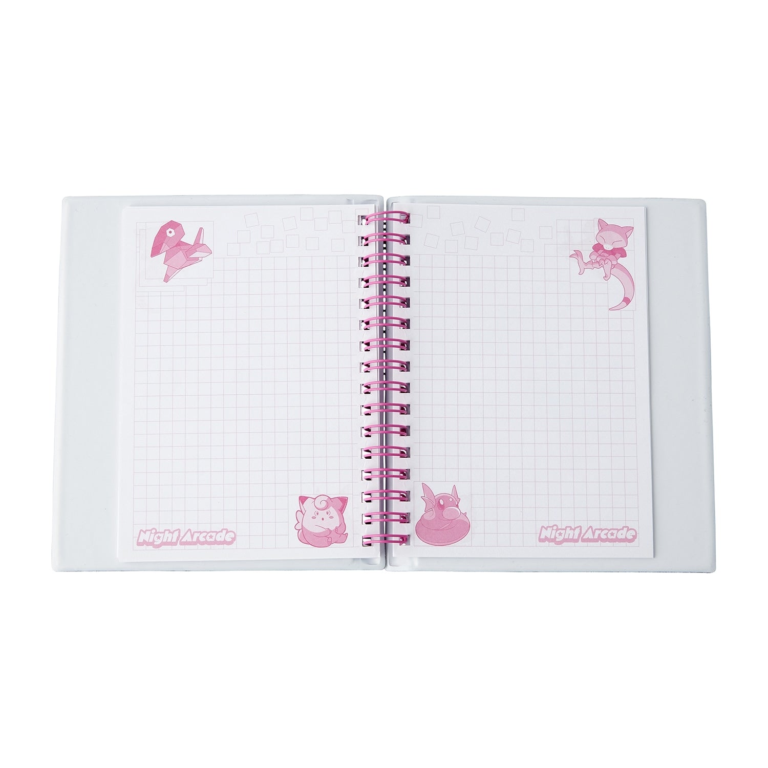 Authentic Pokemon Ring Note Night Arcade stationery from Japan, with a detailed night arcade scene