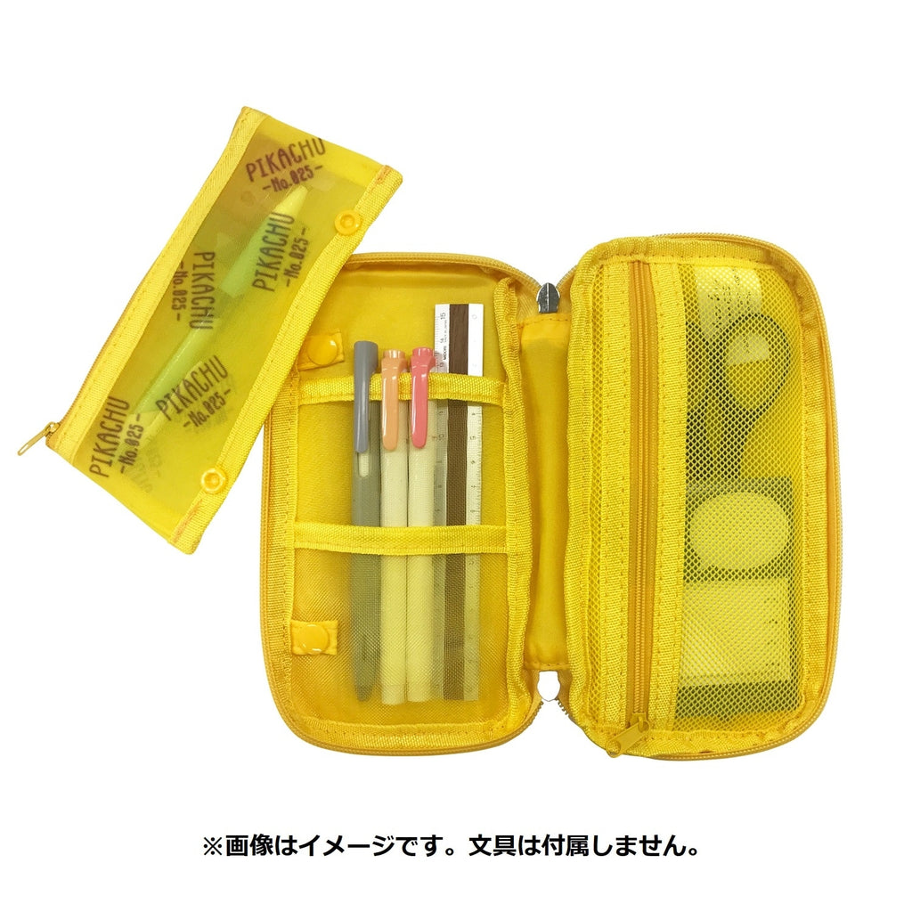 Back of Pikachu pencil case with Japanese packaging, authentic collectible