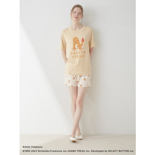 [gelato pique] Cool touch print T-shirt & shorts set Orange
