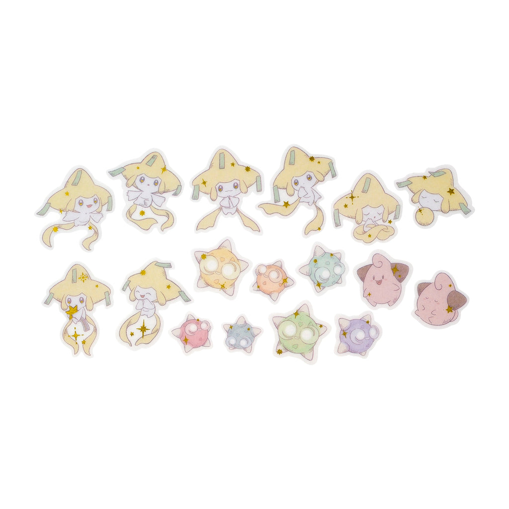 Authentic Jirachi Stickers from Pokemon Center Japan, rare collectible item with unique visual details, sourced from Japan