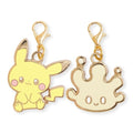Pikachu and Mahomer metal charms from Japan, featuring detailed Electric-type Pokemon designs