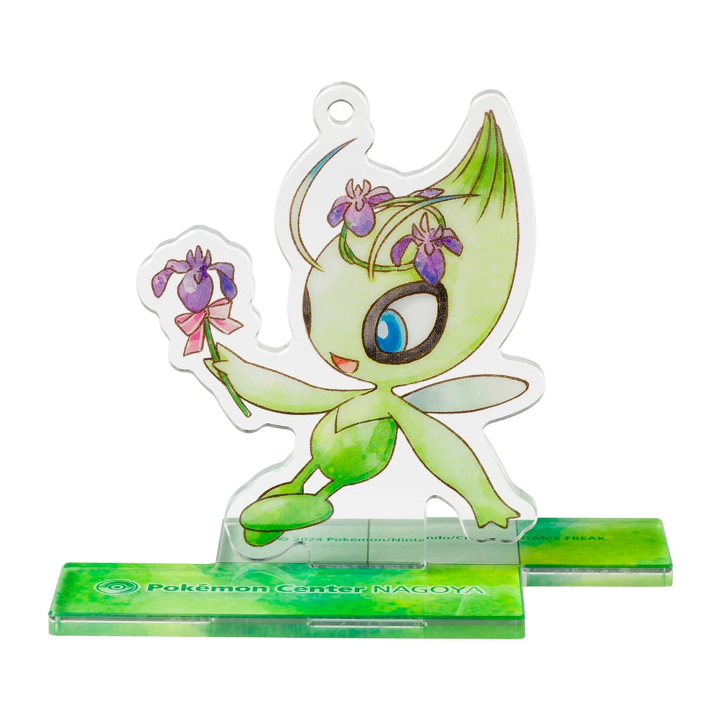 Celebi Acrylic Charm on stand, Generation 2 Johto Pokemon, sourced from Japan