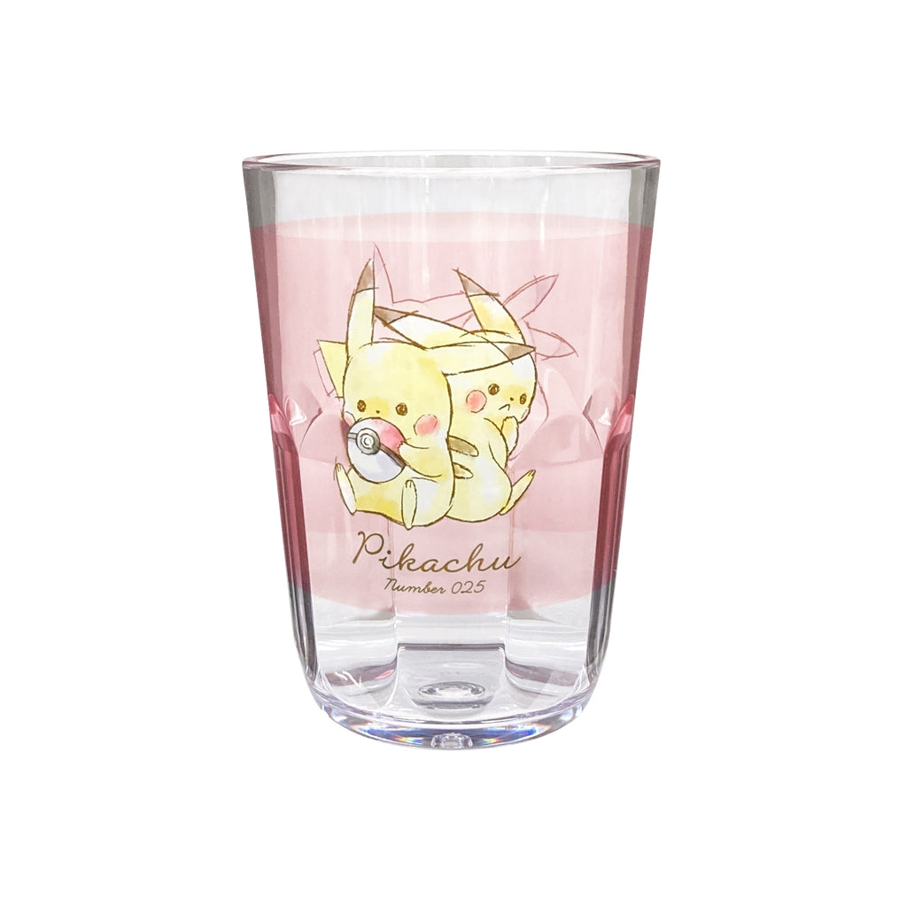 Clear tumbler 370ML "Pikachu number025" sitting_pink