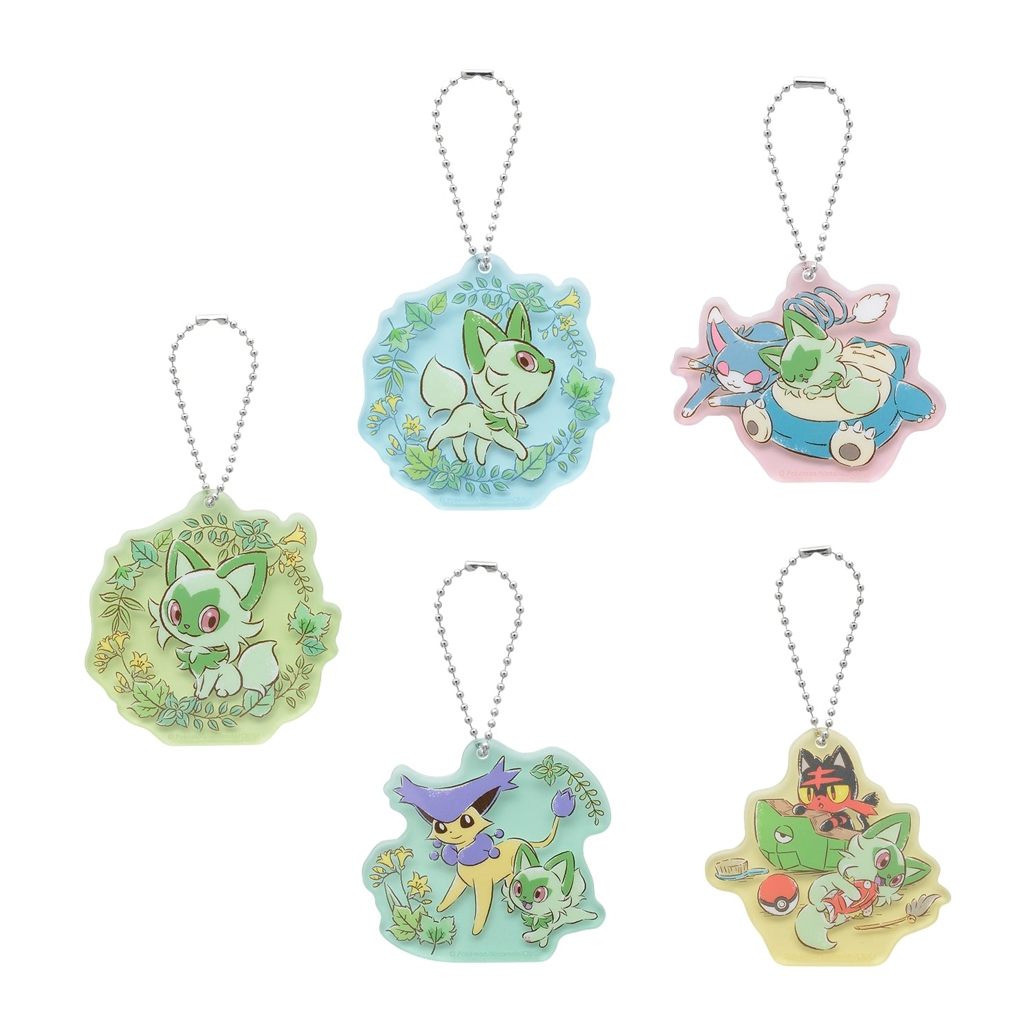 Sprigatito Acrylic Charm from Japan, official Pokemon Center product with detailed Grass Cat design