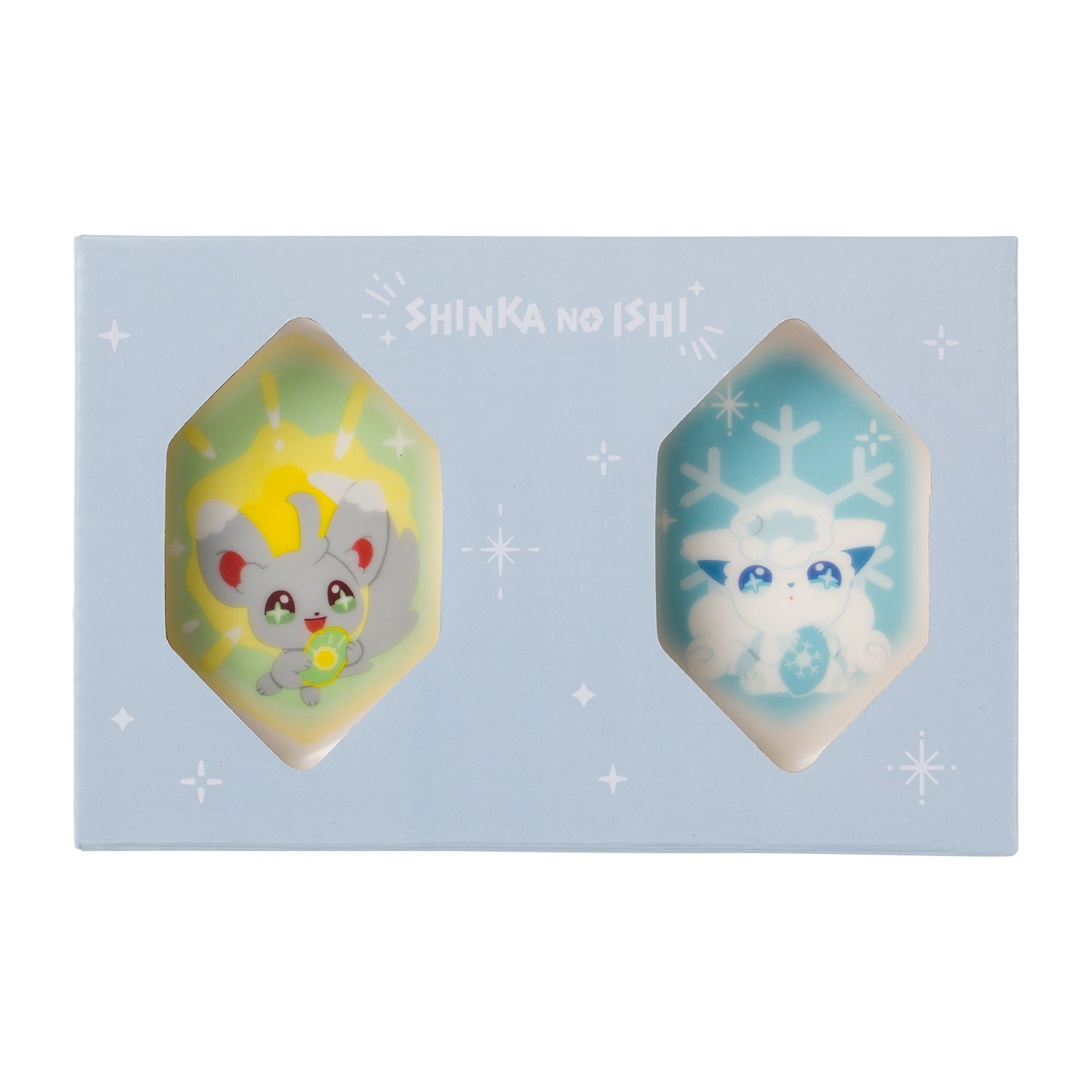 Set of 2 die-cut small plates SHINKA NO ISHI Chirami Alola Vulpix