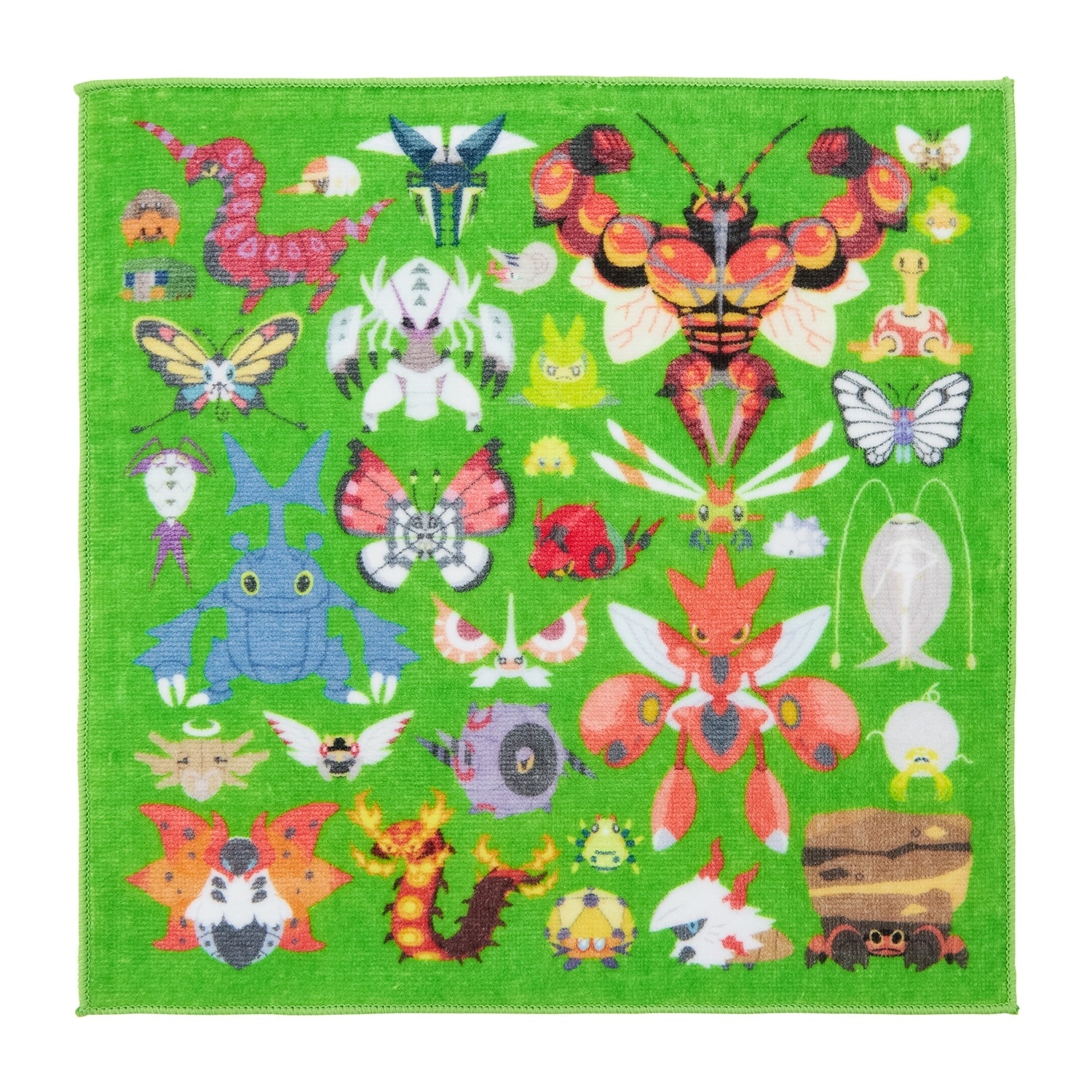 Pokemon BUG OUT! Zukan hand towel with vibrant design from Japan