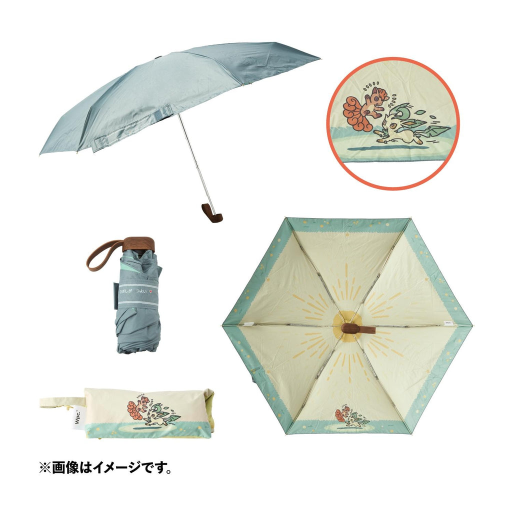 Wpc. Folding umbrella for rain or shine with pouch OTENKI TEAM Vulpix and Lea...