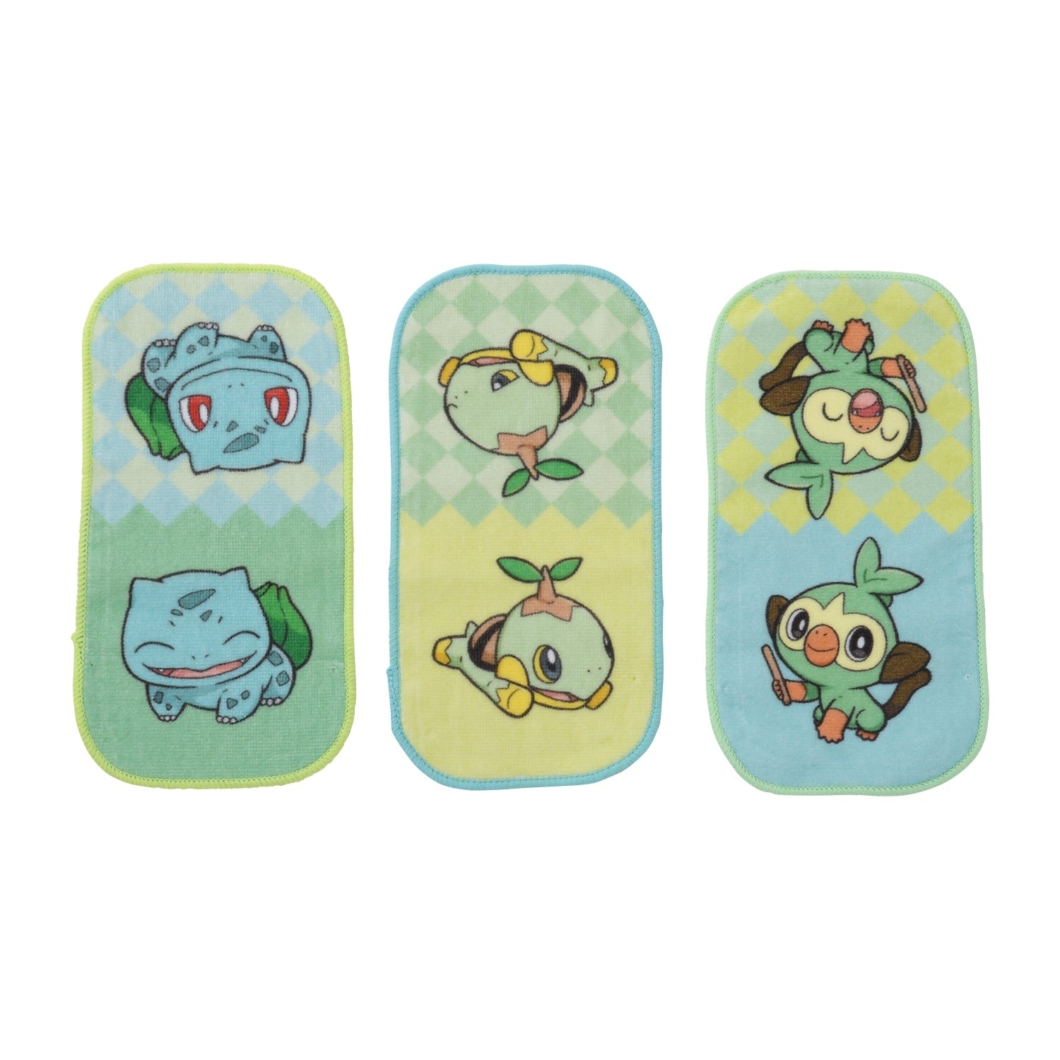 Pocket towel set of 3 Playroom Bulbasaur & Naetle & Sarunori from Japan, colorful anime characters