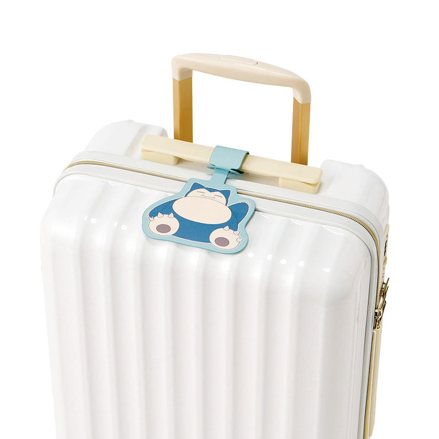 Snorlax luggage tag with vibrant colors and official Pokemon logo from Japan