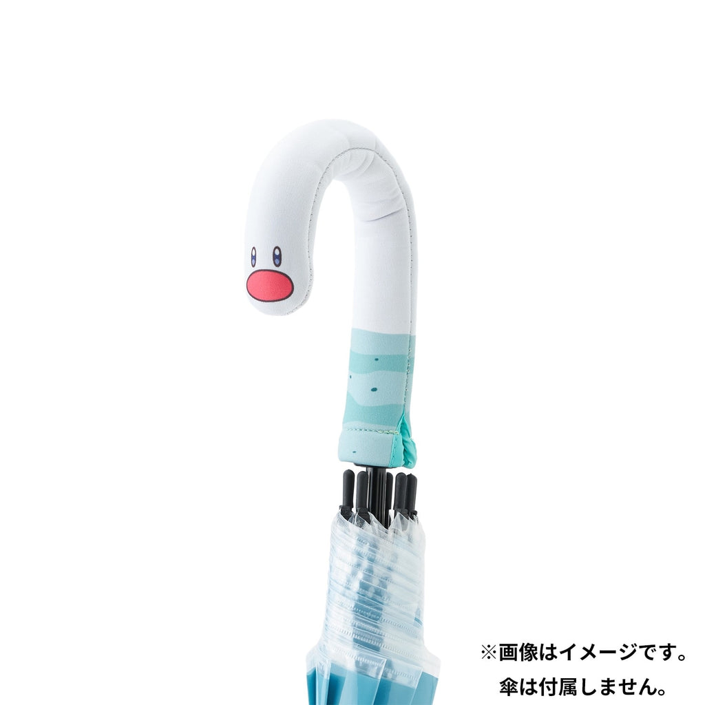 Close-up of Umidiguda umbrella handle cover with Pokemon logo from Japan